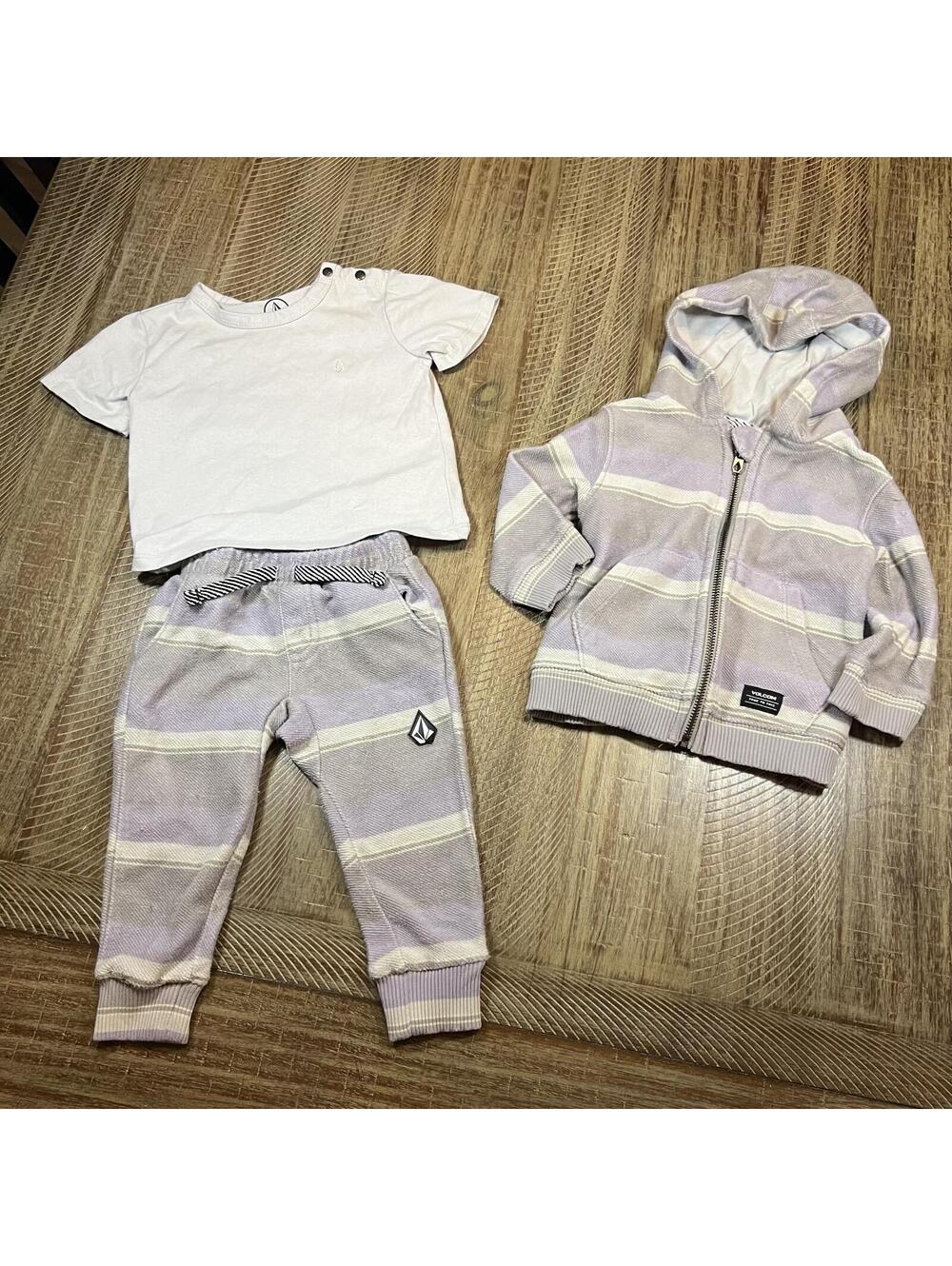Volcom Baby Boy 3 Piece Matching Set, 12 Months, Light Blue
